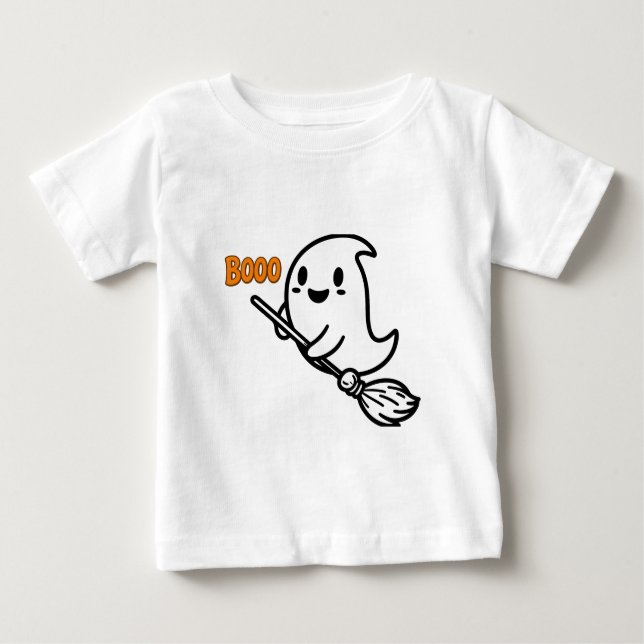 Booo spooky One Halloween Cute Ghost Baby T-Shirt (Front)
