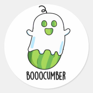 Booocumber Funny Ghost Cucumber Pun Classic Round Sticker