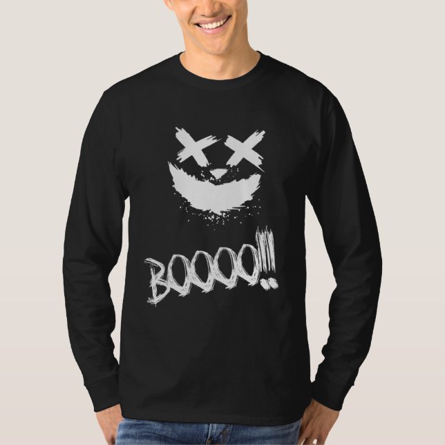 BOOOO Scary Pumpkin Face Halloween T-Shirt (Front)
