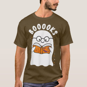 Booooks Cute Ghost Book Reading Halloween Teacher T-Shirt