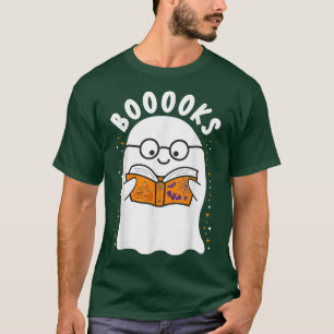Booooks Cute Ghost Book Reading Halloween Teacher  T-Shirt