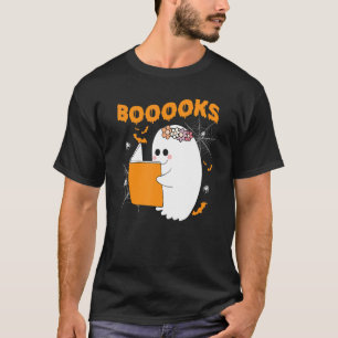 Booooks Cute Ghost Reading Library Books Halloween T-Shirt