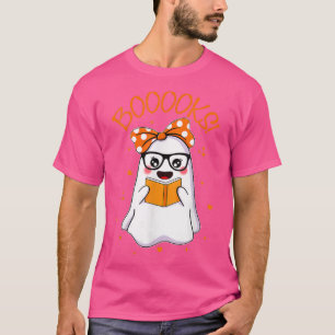 Booooks Cute Ghost Reading Library Books Halloween T-Shirt
