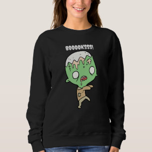 Booooks Cute Zombie Figure Unique Halloween Teache Sweatshirt