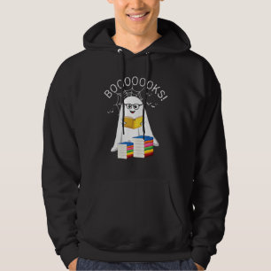 Booooks Ghost Boo Read Books Halloween Library Tea Hoodie