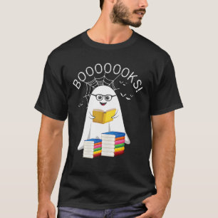 Booooks Ghost Boo Read Books Halloween Library Tea T-Shirt