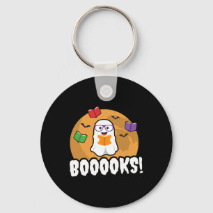 Booooks Ghost Boo Read Books Library Gift Fun Key Ring