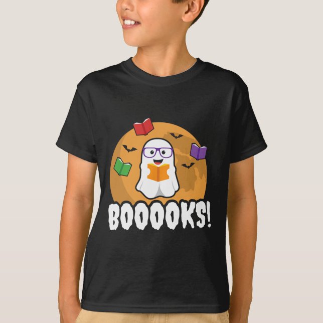 Booooks Ghost  Boo Read Books Library Gift Fun  T-Shirt (Front)