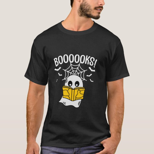 Booooks Ghost Boo Read Books Library Teacher Hallo T-Shirt (Front)