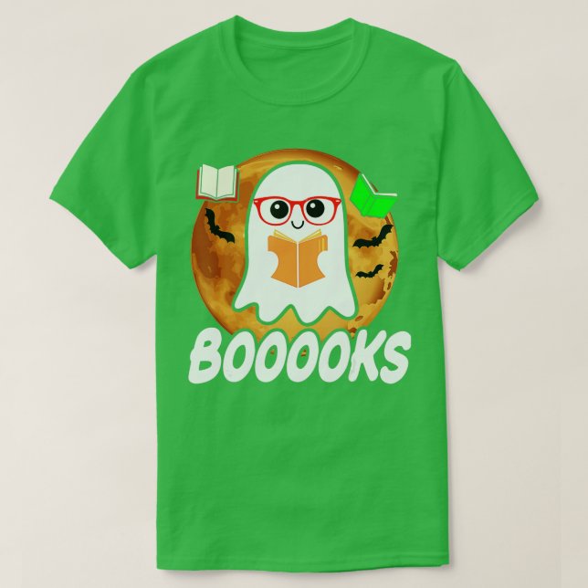Booooks Ghost Boo Read Books Library Teacher Hallo T-Shirt (Design Front)