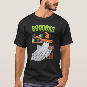 Booooks Ghost Halloween Costume Teacher Book Libr T-Shirt