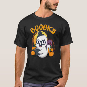 Booooks Ghost  Halloween Teacher Book Library Read T-Shirt