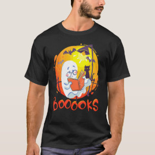 Booooks Ghost Halloween Teacher Book Library Readi T-Shirt