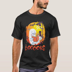 Booooks Ghost Halloween Teacher Book Library Readi T-Shirt