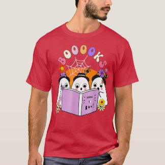 Booooks Ghost Halloween Teacher Book Library Readi T-Shirt