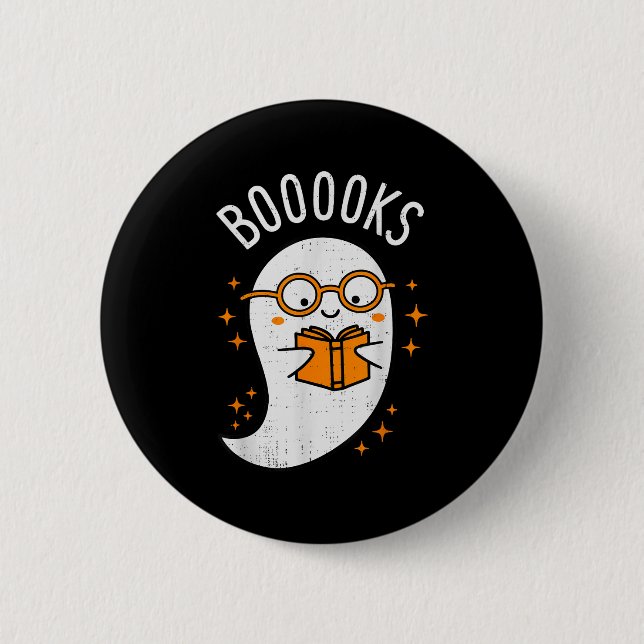 Booooks Ghost Halloween Teacher Librarian Library  6 Cm Round Badge (Front)