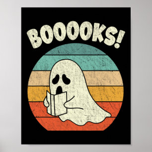 Booooks Ghost Halloween Vintage Teacher Book Libra Poster