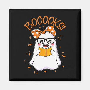 Booooks Ghost Halloween Women Teacher Book Library Magnet