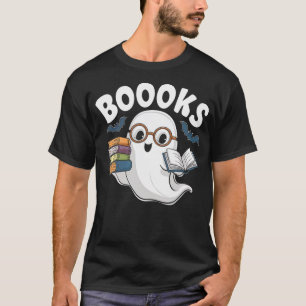 Booooks Ghost Reader Bat Halloween Books Literacy T-Shirt