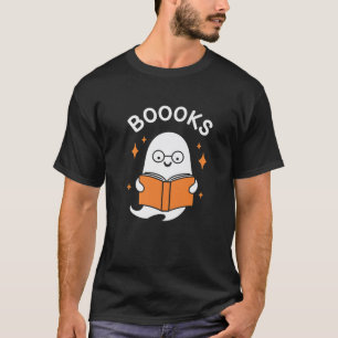 Booooks Ghost Reading Book Lover Halloween Teacher T-Shirt