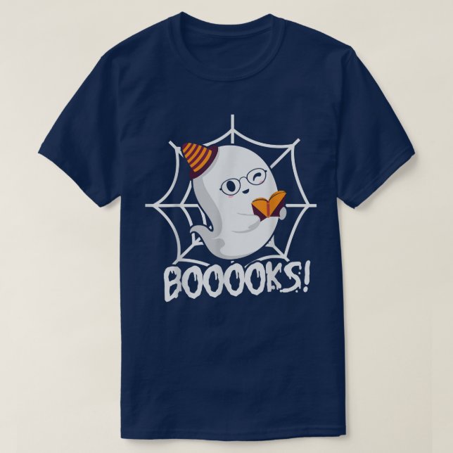 Booooks Ghost T Shirt Boo Read Books Library Funny (Design Front)