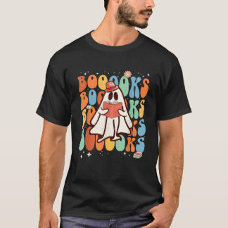 Booooks Groovy Cute Ghost Book Retro Reading Hallo T-Shirt
