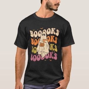 Booooks Groovy Cute Ghost Book Retro Reading Hallo T-Shirt