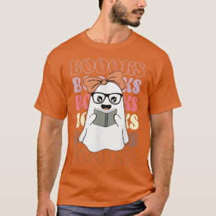 Booooks Groovy Cute Ghost Book Retro Reading Hallo T-Shirt