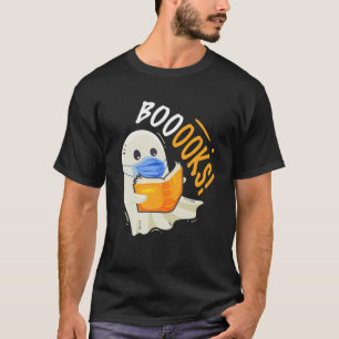 Booooks Halloween Ghost Reading Books And Wearing T-Shirt