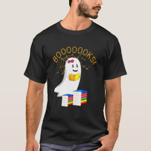 Booooks Halloween Ghost Reading Library Book Girls T-Shirt