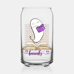 Boooooks! Ghost And Book Halloween Reading Can Glass