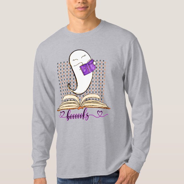 Boooooks! Ghost And Book Halloween Reading  T-Shirt (Front)