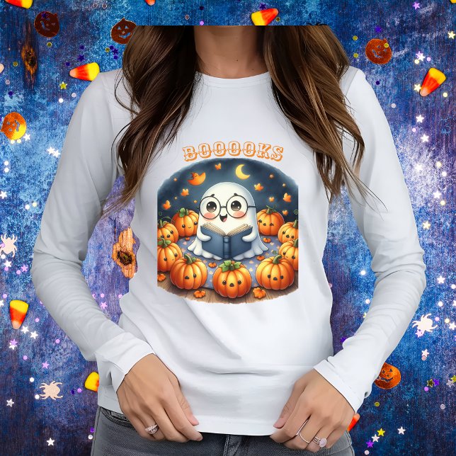 BOOOOOKS Ghost Pumpkin Halloween T-Shirt (Creator Uploaded)