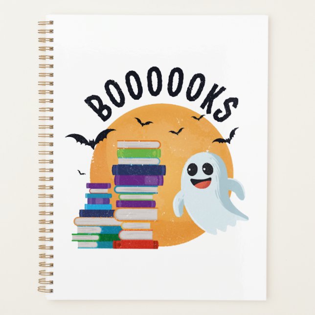 Boooooks Halloween, Booooks Cute Halloween    Planner (Front)