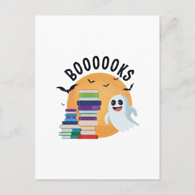 Boooooks Halloween, Booooks Cute Halloween    Postcard (Front)