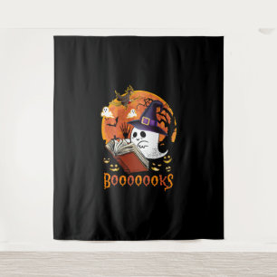 Booooooks Boo Reading Books Halloween Tapestry