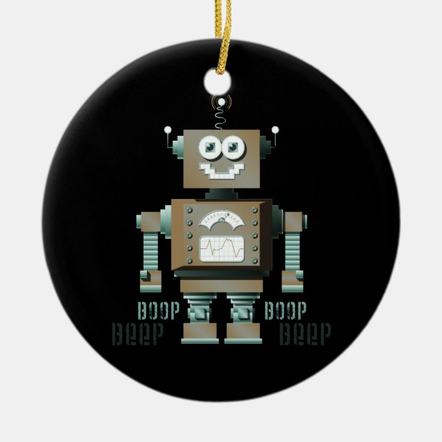 Boop Beep Toy Robot Ornament (dk) (Front)