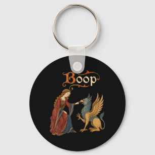 Boop Mediaeval Knight Dragon Funny Ren Faire Men Key Ring