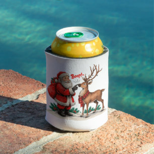 Boop Santa Reindeer Christmas Plaid Scarf Booping Can Cooler