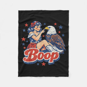 Boop Vintage 4th Of July Girl And Eagle Funny Fleece Blanket