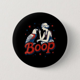 Boop Vintage Girl And Eagle Funny Patriotic Retro 6 Cm Round Badge
