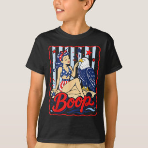 Boop Vintage Usa Girl And Eagle Funny Patriotic T-Shirt