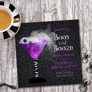 Boos and Booze Adult Halloween Cocktail Party Invi Invitation