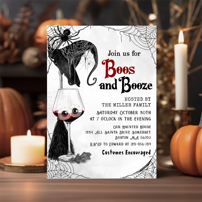 Boos And Booze Adult Halloween Gothic Party  Invitation (Creator Uploaded)