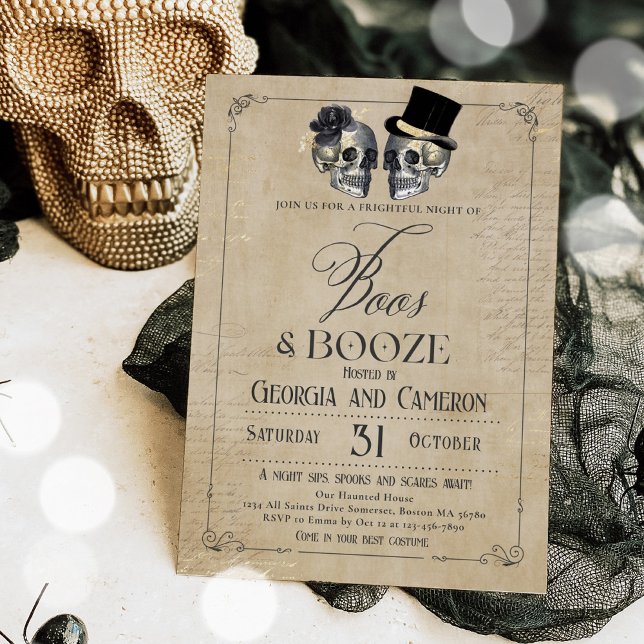 Boos And Booze Adult Halloween Gothic Party  Invitation (Creator Uploaded)