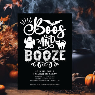 Boos and Booze Adult Halloween Party Invitation