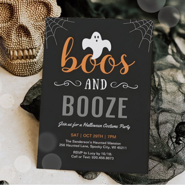 Boos and Booze Adult Halloween Party Invitation (Creator Uploaded)