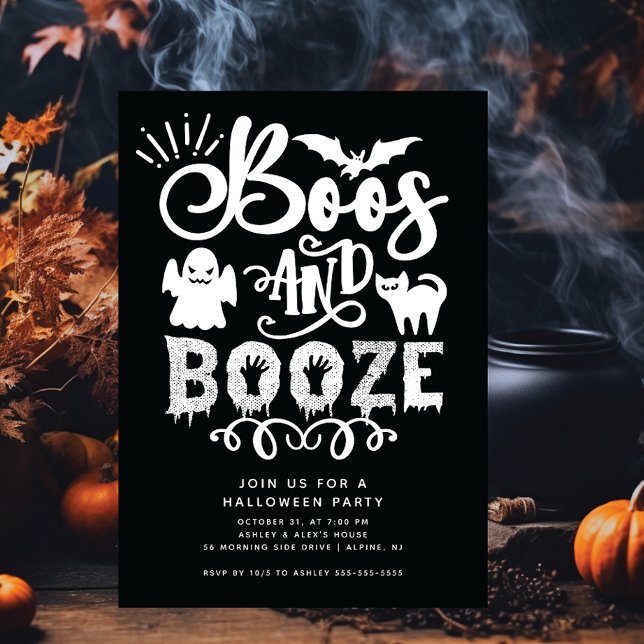 Boos and Booze Adult Halloween Party Invitation (Creator Uploaded)