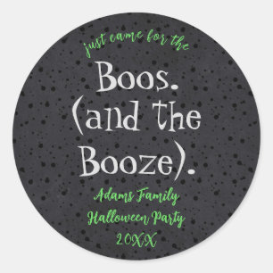 Boos and Booze Adult Halloween Party Stickers