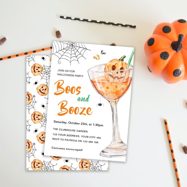 Boos and Booze Cocktail Halloween Party Invitation (Creator Uploaded)
